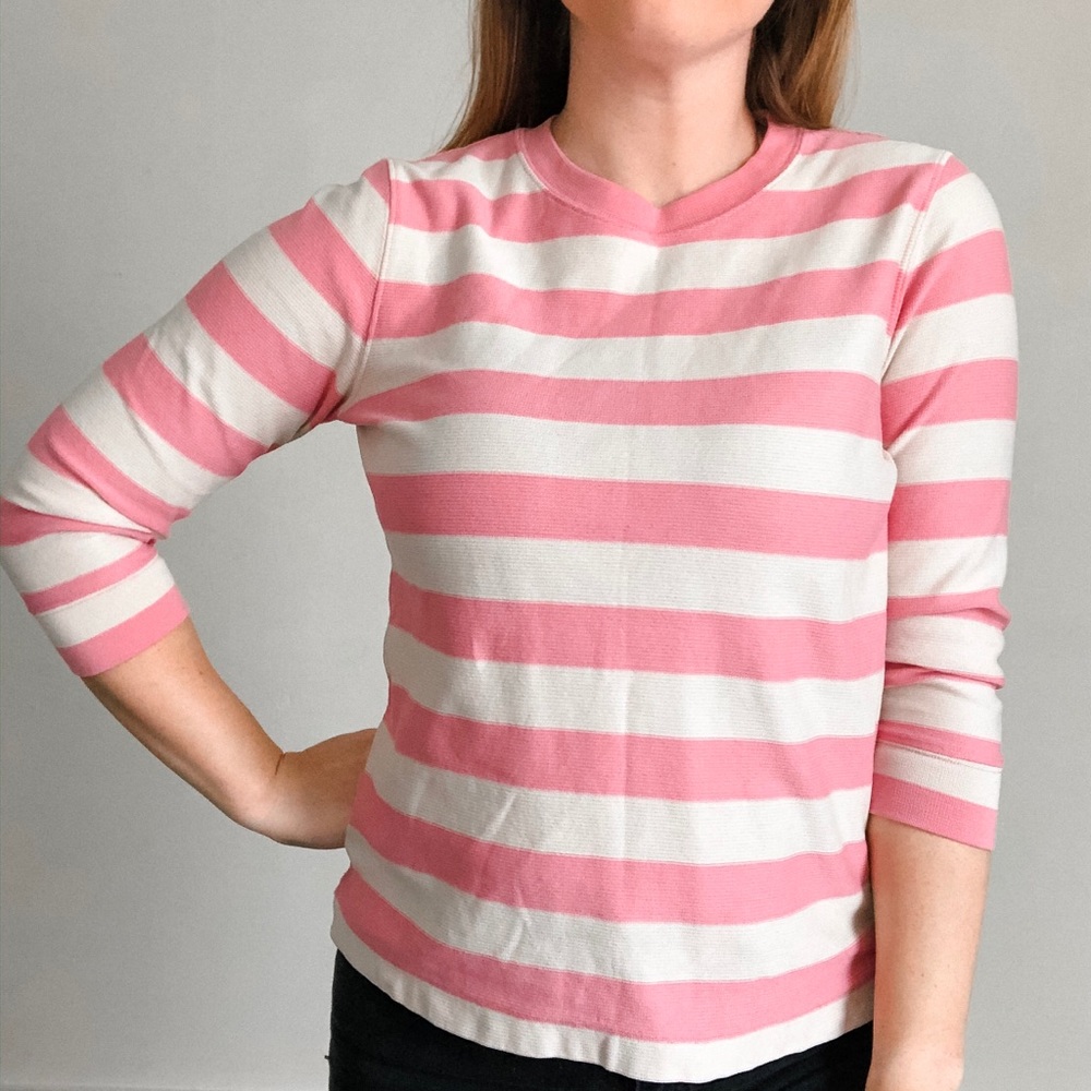 Pink & White Striped Sweater